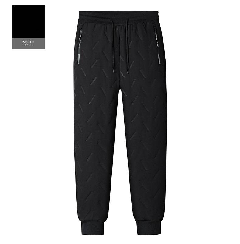 Men's Fleece-Lined Winter Pants Waterproof Windproof Thermal Insulated Cotton Trousers For Cold Weather (Black, Grey, Straight, Slim Fit) (L To 7XL)_viptrois.com