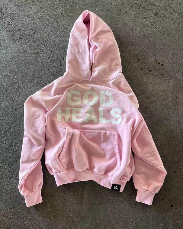GOD HEALS Printed Letters Loose Trendy Brand Unisex Hoodie Cross-Border European And American Gradient Color_viptrois.com