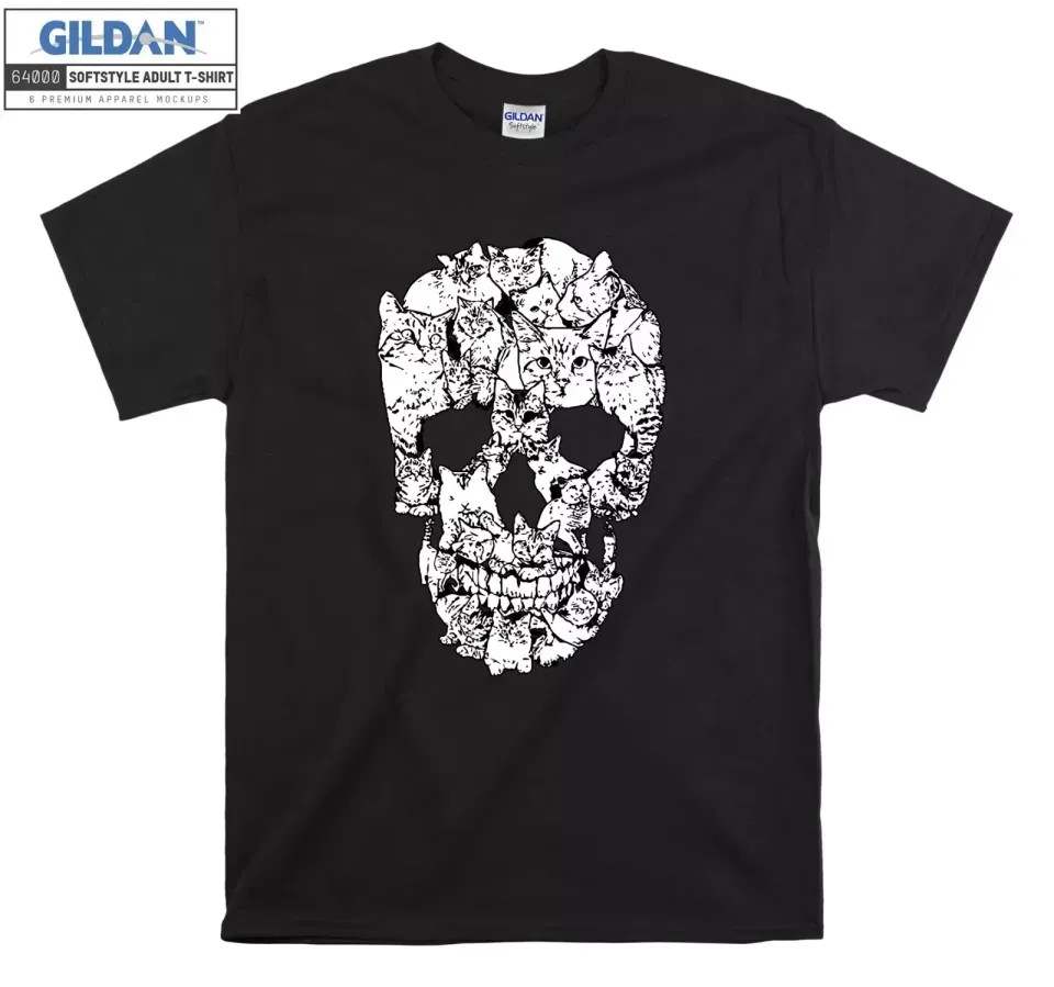 Cat Skull T-Shirt Mens Womens Tees Top Funny Vintage Print Cool T Shirt Mens Womens Tees Top Men Women Unisex Tshirt Classic T-Shirt Mens Womens Tees Top_viptrois.com
