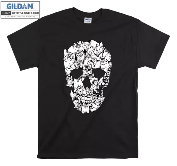 Cat Skull T-Shirt Mens Womens Tees Top Funny Vintage Print Cool T Shirt Mens Womens Tees Top Men Women Unisex Tshirt Classic T-Shirt Mens Womens Tees Top_viptrois.com