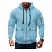 Autumn And Winter Men's Hooded Pocket Zipper Casual Plus Velvet Sweater Solid Color Jacket_viptrois.com