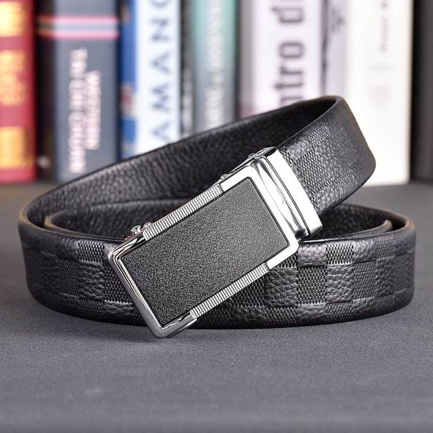 2024 New Belt Men's Toothless Automatic Buckle Cowhide Belt Men's Business and Leisure Versatile Simple Men's Middle and Youth Belt_viptrois.com