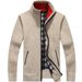 Men's Autumn And Winter Cardigan, Zipper Sweater, Thickened And Fleece Stand-up Collar, Loose And Warm Knitted Sweater, Jacket And Top_viptrois.com