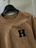 100% Cotton Washed Vintage Men's 3-Pack T-shirts Floral Frame H Monogram Print Crew Neck Short Sleeve Casual Tops In Gray Brown Light Gray_viptrois.com