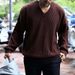 Men's Clothing Slim Fit V-Neck Knit Sweater, Lightweight Cotton Blend Pullover, Casual Winter Wear For Business & Daily Outfits (Multiple Colors)_viptrois.com