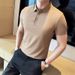 Ice Silk Elastic Seamless Polo Short Sleeved Men's Summer Trendy Brand Solid Lapel 16 Color Business Casual Paul Shirt_viptrois.com