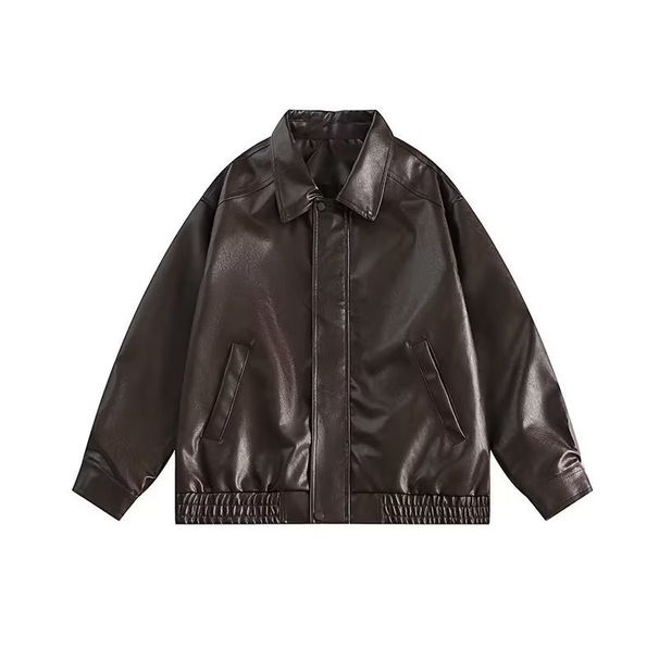 Men's Clothing American Retro Motorcycle Style Leather Jacket Men And Women Autumn Loose Slim Temperament Street Pu Loose Jacket Coat Trendy_viptrois.com