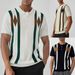 Men's Polo Shirt Knitwear Short Sleeve T-Shirt Striped Lapel Old Money Style Casual Top For Men_viptrois.com