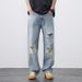 Men's Clothing Ripped Jeans Men's Straight Loose Designer Summer New Style Drape Pants Casual Denim_viptrois.com