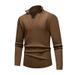 Autumn Winter Men's Knitted Half Zipper Stand Collar Solid Color Fashion Vertical Striped Sweater For Men_viptrois.com