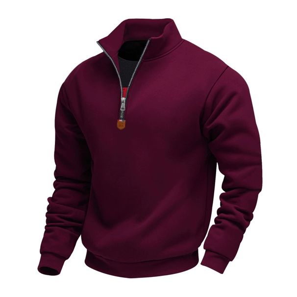 Men's Heavyweight Fleece Half-Zip Sweatshirt - Thermal Lined Stand Collar Pullover For Winter, Breathable Athletic Top (Black, Charcoal_viptrois.com
