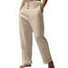 Men's Clothing Men's Spring And Autumn New Fashion Straight Cotton And Linen Straps Beach High Waist Casual Trousers Men_viptrois.com