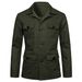 CT 2025 Spring New Men's Casual Linen Utility Jacket With Turn-down Collar And Multiple Pockets YJ201_viptrois.com