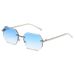 Polygonal Frameless Sunglasses - Metal Trim UV Protection Shades With Modern Geometric Design_viptrois.com