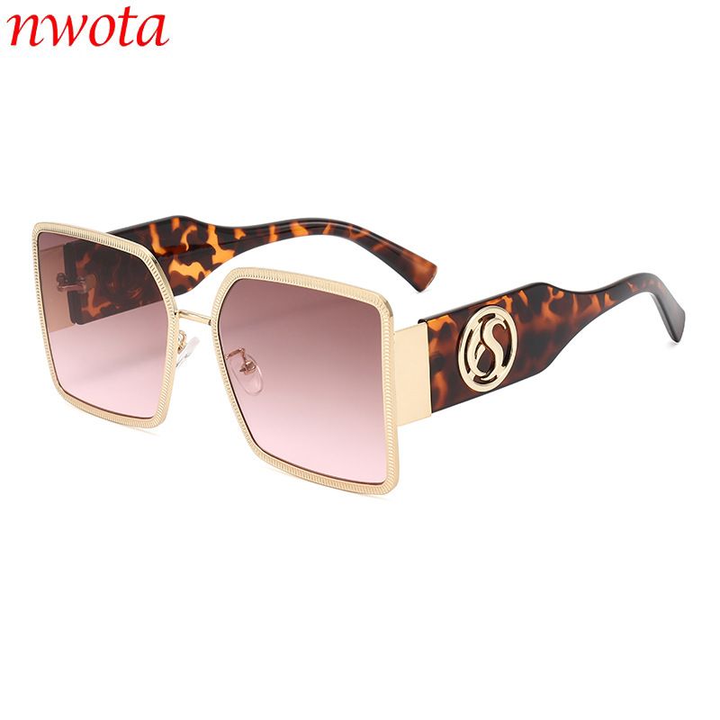 New Metal Wide Leg Sunglasses For Women Big Face Slimming Square Frame Fashion Sunglasses Sun Protection And UV Protection_viptrois.com