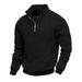 Men's Heavyweight Jacquard Long Sleeve Collared Zipper Sweatshirt Casual Loose Fit Autumn/Winter American Retro Style_viptrois.com