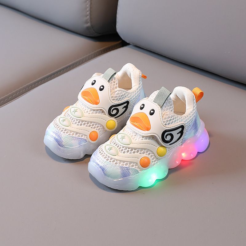 Summer Single Net Children's Toddler Shoes LED Flashing Light 1 3 Years Old Baby Sports Shoes Soft Sole Non Slip Girls Casual_viptrois.com