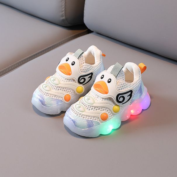 Summer Single Net Children's Toddler Shoes LED Flashing Light 1 3 Years Old Baby Sports Shoes Soft Sole Non Slip Girls Casual_viptrois.com