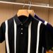British Business Men's Slim Fit Men's T Shirt Short Sleeve Summer New Color Matching Striped Lapel Polo Shirt Men_viptrois.com