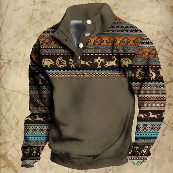 3D Printed Stand Collar Polo Hoodie – Trendy Men's Streetwear Pullover With Digital Art | Hip-Hop & Casual Outdoor Wear_viptrois.com