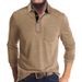 Men's Classic Long Sleeve Polo Shirt - Comfortable & Stylish Casual Tops For Fall & Winter (White, Gray, Black, Navy, Khaki, Dark Green, Rose Red)_viptrois.com