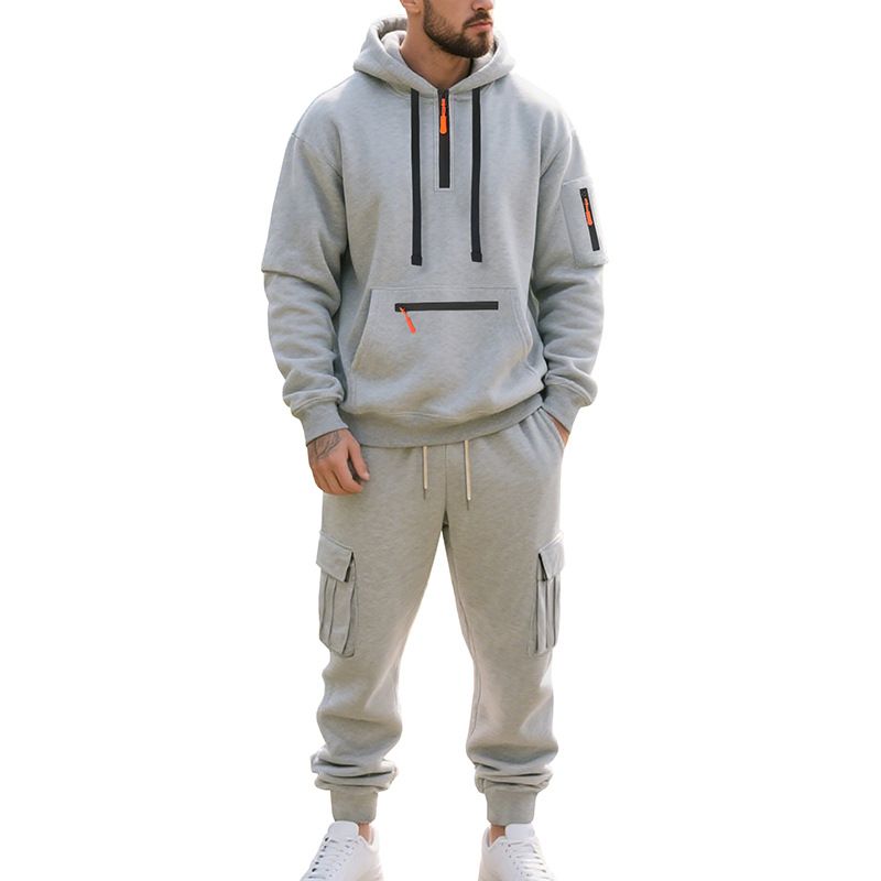Men’s Heavyweight Fleece-Lined Workwear Set – Winter Casual Hooded Jacket & Pants (Sizes M-XXXL)_viptrois.com