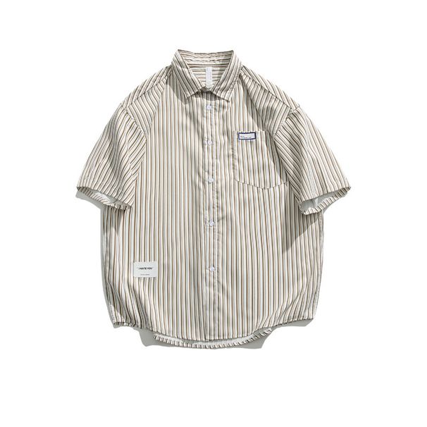 Simple Short Sleeved Shirt, Summer Street Half Sleeved Shirt, College Style Versatile Casual Top Trend_viptrois.com
