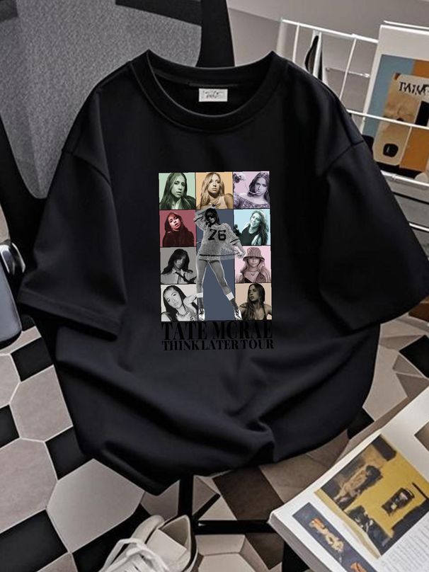 2024 Tate McRae The Think Later Tour T Shirt Fan GifT Merch Fashion Designer Clothes Summer Slightly Unisex Streetwear Top For Everyday Wear Homme_viptrois.com