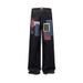 Men's Clothing Small Design Sense Spring And Autumn New Plaid Patch Design Jeans Men And Women Loose Wide Leg Straight Trousers Trend_viptrois.com