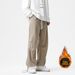 Men's Winter Corduroy Work Pants Fleece Lined Casual Sports Straight Leg Wide Leg Sweatpants Unisex Style_viptrois.com