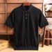 Men's Clothing Worsted Short Sleeved Wool Sweater Men's Polo Shirt Spring And Autumn Wear Light Mature Casual Solid Color Knitted Sweater_viptrois.com