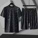 Large Size Ice Silk Suit Men Fat Casual Short Sleeved Shorts Suit Plus Size Plus Size Men's Summer Sports Two Piece Suit_viptrois.com
