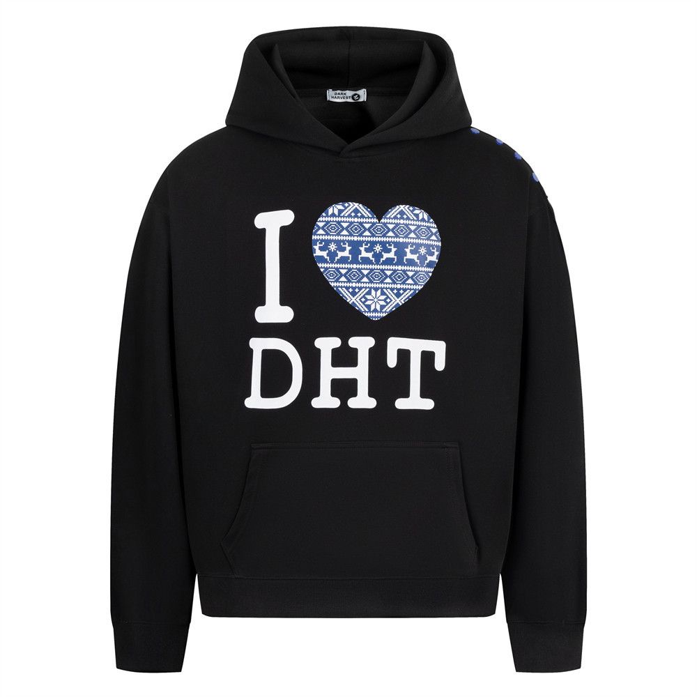 Design Sense Heart Letter Print Loose Fit Men's Spring Autumn Fashion Brand High Street Niche Pullover Hoodie_viptrois.com