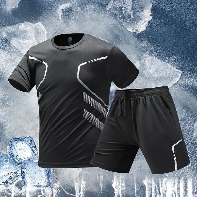 Men's Clothing Sports Suit Men's Quick Drying Clothes Ice Silk T Shirt Short Sleeved Running Summer Jersey Fitness Clothes New Badminton Clothes_viptrois.com