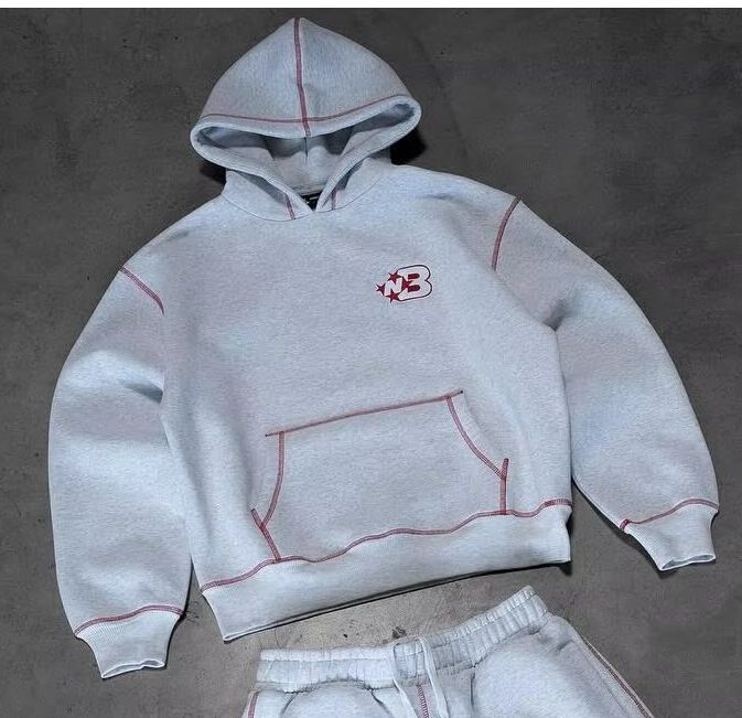 Y2K Streetwear Fleece Hoodie & Pants Set With Embroidered Lettering - Trendy Unisex Oversized Fit For Casual & Urban Style_viptrois.com