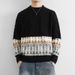 "Teen Ethnic Print Knit Sweater – 3D Textured Pullover, Cozy Winter Layering Essential For Boys & Girls"_viptrois.com