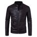 Men's Clothing New European Size Spring And Autumn Stand Up Collar Casual Men's Leather Business Leather Jacket Motorcycle Suit Coat_viptrois.com