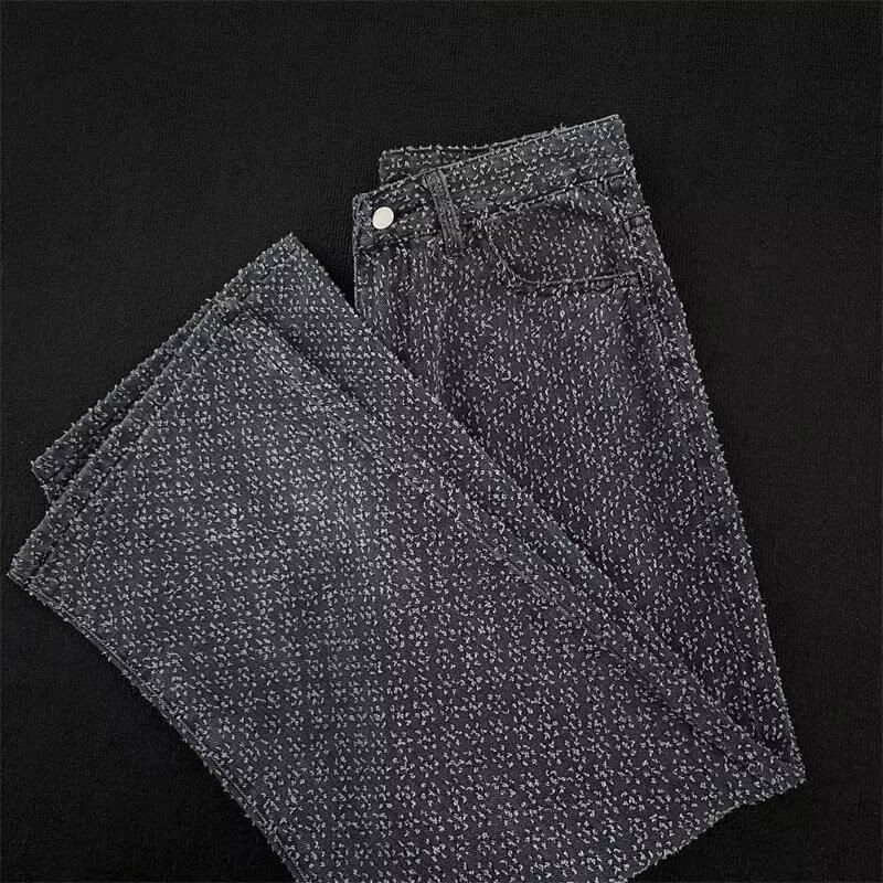 Men's Clothing Fashion Retro Hole Workwear Wide Leg Jeans Men's Autumn Style High Street Hiphop Loose Straight Pants_viptrois.com