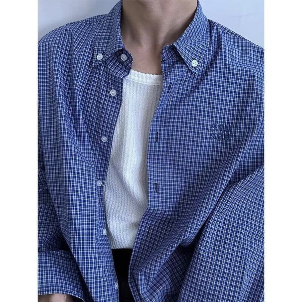 Retro Niche High-end Plaid Long Sleeved Shirt For Men And Women, Loose And Versatile Casual Shirt Trend_viptrois.com