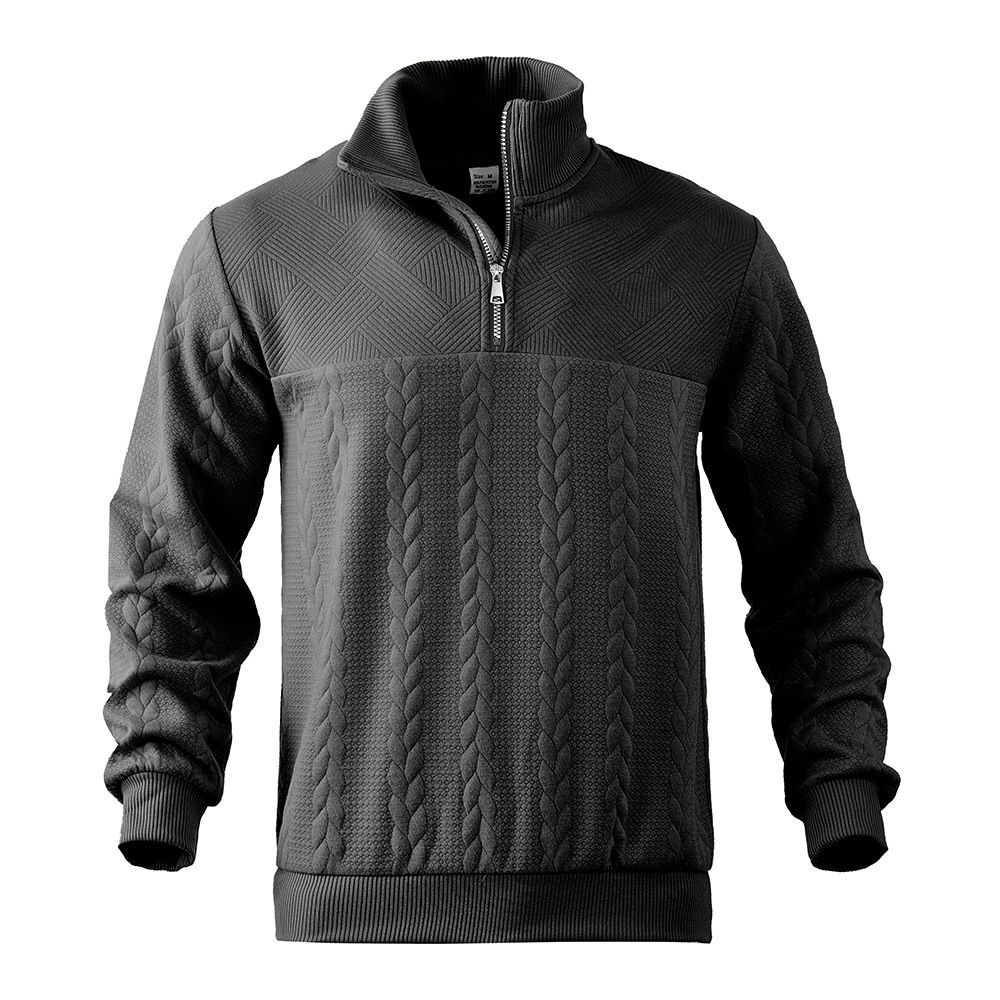 Men's Half-Zip Sweatshirt - Lightweight Pullover Hoodie With Stand Collar, Loose Fit Long Sleeve Casual Top For Autumn & Spring_viptrois.com