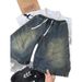 Men's Washed Black Gradient Distressed Denim Shorts Trendy Summer Style Cool And Edgy Drawstring Cropped Pants_viptrois.com