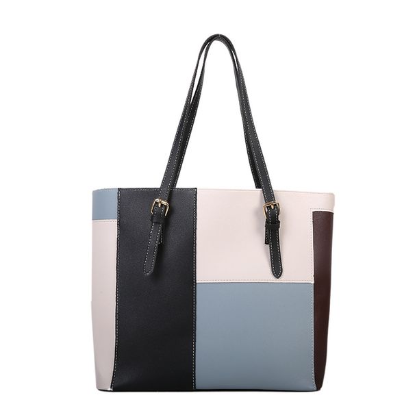 Women's New Version Contrast Color Large Capacity Tote Bag Women's Fashionable Outing Handbag Shopping Bag Women's Bag Stylish Shoulder Bag_viptrois.com