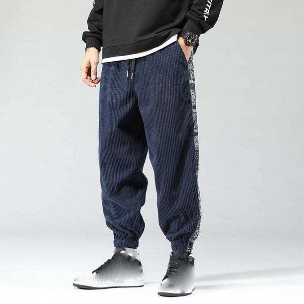 Men's Clothing Autumn And Winter Casual Pants Cashew Flower Splicing Large Size Sports Pants_viptrois.com
