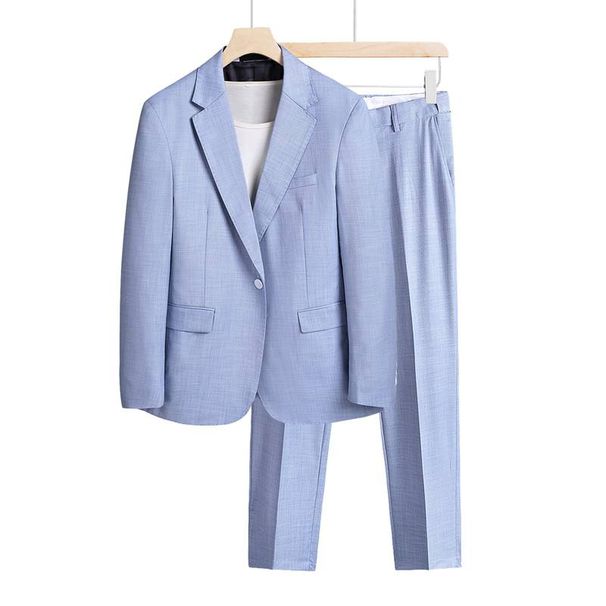 A Men's Casual, Regular, Solid-color Business Gentleman's Versatile Suit For The Groom And Best Man, A Two-piece Suit And Trousers For The Wedding_viptrois.com
