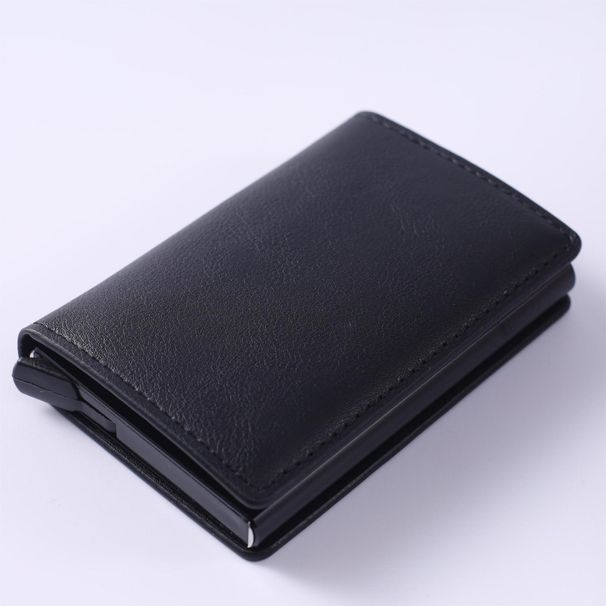 New Crazy Horse Leather Men's Wallet Automatic Pop Up Credit Card Box Ultra Thin RFID Anti Theft Card Holder Metal Card Holder_viptrois.com