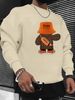 Men's Loose Casual Fashionable Cartoon Bear Pattern Printed Round Neck Long Sleeved Sportswear For Autumn And Winter_viptrois.com