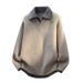 Men's Plus Size Fake Two Piece Knit Sweater Polo Shirt - V-Neck Old Money Style Trendy Casual Pullover (Greyish/Apricot, S-2XL)_viptrois.com