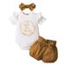 Kids' Clothing Hot Selling Baby Girl Cotton Short Sleeved Tight Romper And Floral Shorts Set_viptrois.com