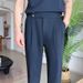 Men's High-Waisted Chino Pants, British Retro Style, Straight-Leg, Lightweight & Breathable For Summer (Khaki/Black/Blue)_viptrois.com