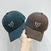 New autumn and winter corduroy heart embroidered baseball hat for women ins casual versatile face small duckbill cap for men_viptrois.com